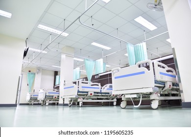 An ambulatory bed with comfortable medical equipment in a modern hospital in Asia, Thailand. - Shutterstock ID 1195605235