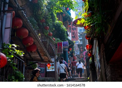 A-MEI Teahouse, The Famous Shop Decorate With Red Chinese Traditional Lantern, Jiufen, New Taipei, Taiwan. 2nd October 2019.