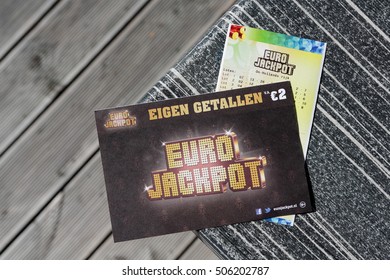 AMELAND, DUTCH. September 11. 2016.: Ticket EURO JACKPOT. Euro Jackpot Is Europian Super Lottery.