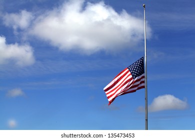 America Flag At Half Mast