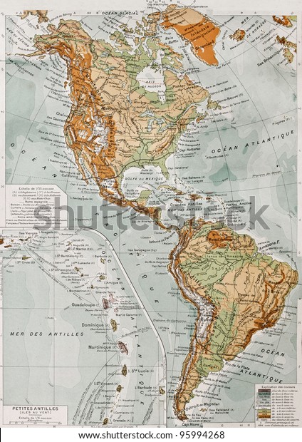 America Physical Map Lesser Antilles Insert Stock Photo 95994268 ...