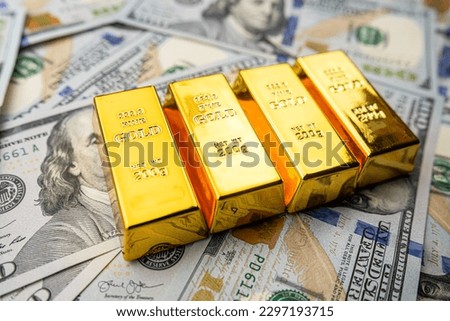 America US dollar with gold bars, finance saving concept, investment