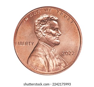 American 2022 one cent coin with President Lincoln