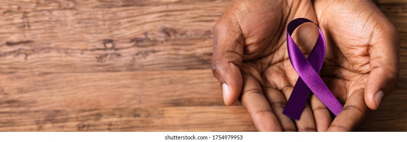 American African With Alzheimer And Cancer Awareness Ribbon