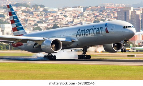 American Airlines 777 plane, Gru Airport, Guarulhos, Brazil, 2015