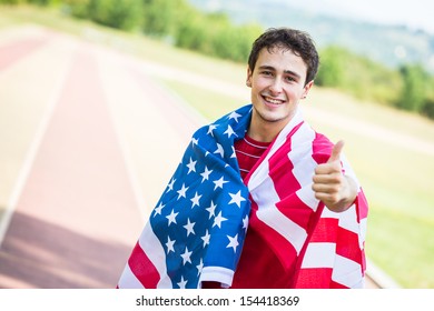 American Athlete with National Flag - Powered by Shutterstock