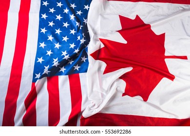 Natural Fabric Canada Usa Flags Background Stock Photo (Edit Now ...