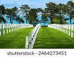 The American Cemetery near Colleville-sur-Mer in Normandy overlooking Omaha Beach May 7, 2024