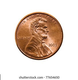 American cent (isolated) - Shutterstock ID 77654650