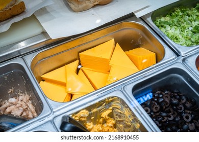 American Cheddar Cheese And Variety Of Vegetables