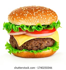 American classic cheeseburger isolated on white background. - Powered by Shutterstock