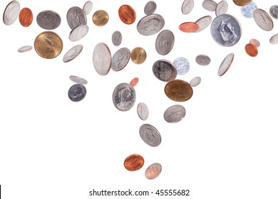 American Coins Isolated On White Background