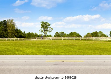 American Country Road Side View