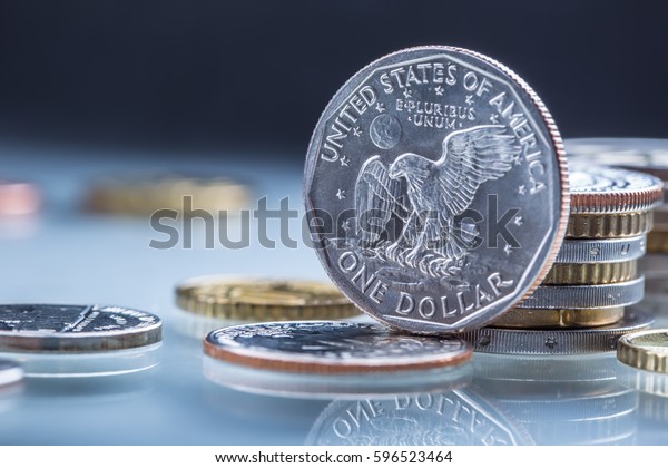 American Dollar Coins Standing On Edge Stock Photo 596523464 | Shutterstock