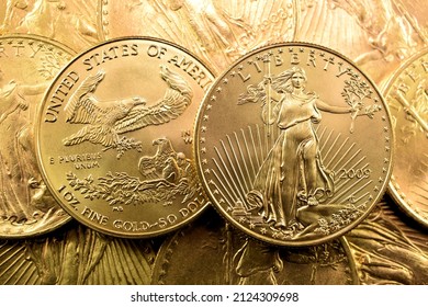 American Eagle Gold Coin, 1 oz, Liberty, obverse, reverse, stacked