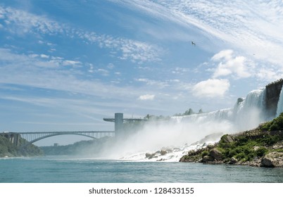 American Falls And Bridge To Canada