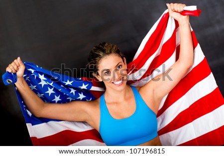 Similar – Image, Stock Photo Woman Holding American Flag