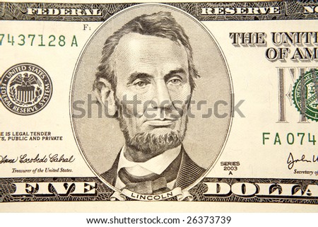 American five dollar banknote detail