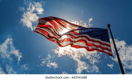 American Flag Blowing in the Wind