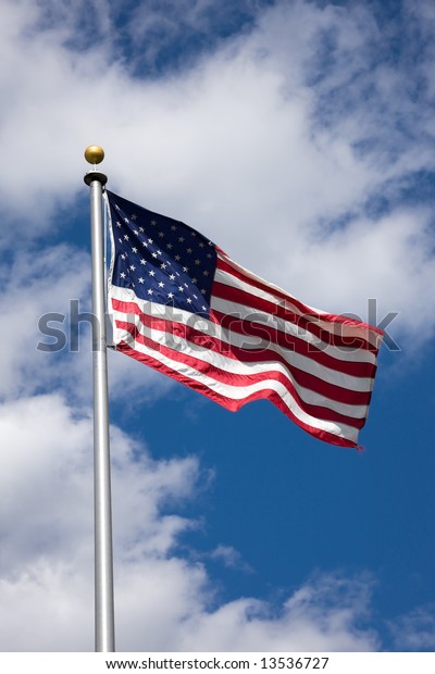 American Flag Blowing Wind Blue Sky Stock Photo 13536727 | Shutterstock