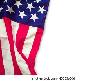 American Flag Border Isolated White Background