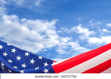 American Flag Border On Blue Sky Background