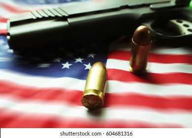 American Flag With Bullets & Gun Zoom Burst High Quality 