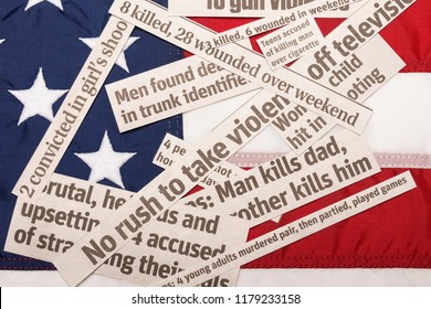 American Flag Buried In Violence Headlines