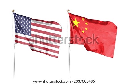 American flag and Chinese flag on cloudy sky. fly in the sky Stock photo © 