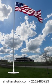 American Flag With Cloud Back Drop 