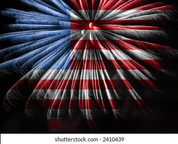 American Flag Colors And Fireworks