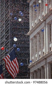 American Flag And Confetti At Tickertape Parade, New York