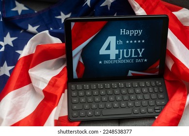 american flag and digital tablet on table - Powered by Shutterstock