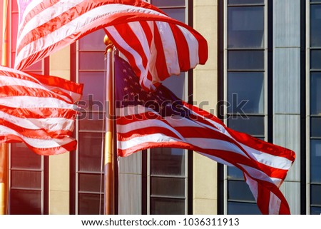 American flag during Independence Day view at Manhattan - New York City NYC - United States of America