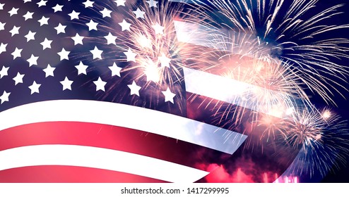 Unabhängigkeitstag der amerikanischen Flagge und Feuerwerkskörper, Hintergrund