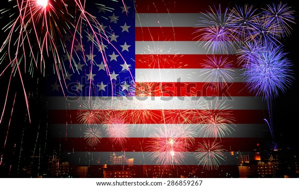 American Flag Fireworks Independence Day Celebration Stock Photo Shutterstock