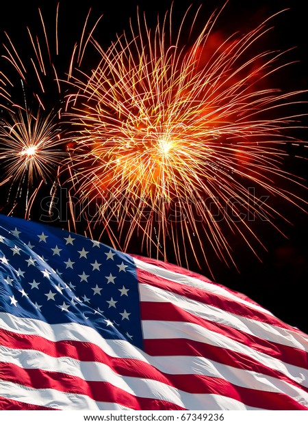 American Flag Fireworks Independence Day Stock Photo (Edit Now) 67349236