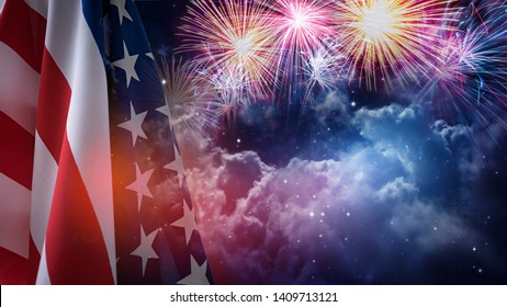 American Flag Fireworks Night Sky Background Stock Photo 1409713121 ...