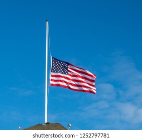 American Flag Flying Half Staff Stock Photo (Edit Now) 1252797781