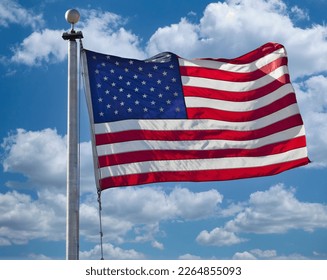 American Flag flying in the wind. 