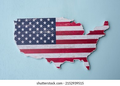 American flag in the form of a USA map on a light background. - Powered by Shutterstock