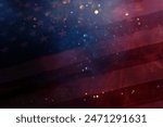 American flag with glitter fireworks bokeh background