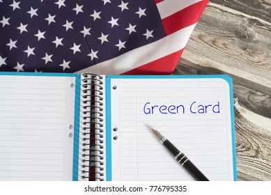 American flag and green card - Shutterstock ID 776795335