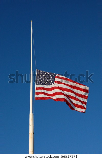 American Flag Half Mast Flag Flapping Stock Photo (edit Now) 56517391