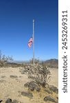American Flag hung at Thunderbird Park at half mast. Tribute, Arizona, Phoenix, Desert, Hiking, Nature