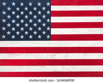 American Flag lying the table  Place for your inscriptions  Top view  close  up  National holiday concept