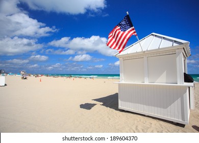 American Flag In Miami Beach