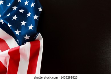 American flag on a black  background  top view - Image 