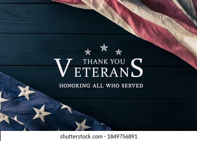 American flag on black background with text Thank you Veterans. 