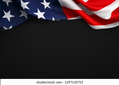 American Flag On Dark Background